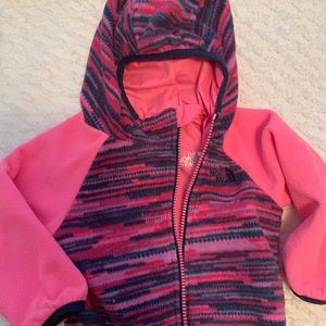 Infant / toddler girls reversible fleece and soft shell jacket